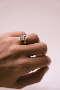 Elongated Cushion Bezel Diamond Engagement Ring