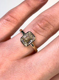 1.52 Carat Emerald Bezel Diamond Engagement Ring In 14k Yellow Gold