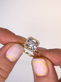 Asscher Bezel Diamond Engagement Ring