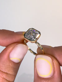 Asscher Bezel Diamond Engagement Ring