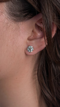 3.00 Carat Round Brilliant Diamond Stud Earrings in 14K White Gold
