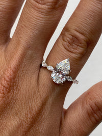 2.21 Carat Pear Shape with Marquise Side Stones Diamond Engagement Ring