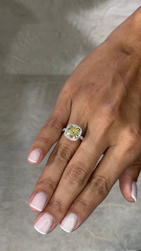 4.00 Carat Cushion Fancy Intense Yellow Diamond Engagement Ring