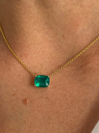 3.00 Carat Emerald Solitaire Necklace