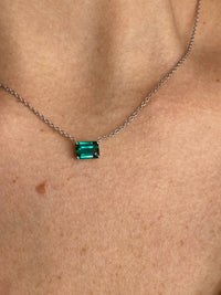2.00 Carat Emerald Solitaire Pendant in 14K White Gold