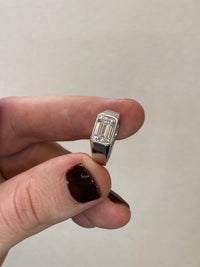 Emerald East-to-West Bezel Diamond Engagement Ring