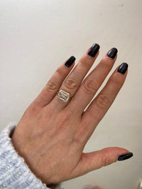 Emerald East-to-West Bezel Diamond Engagement Ring