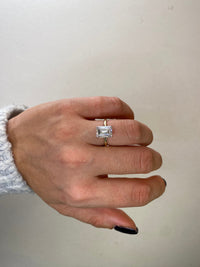 Emerald Two-Tone Hidden Halo Diamond Engagement Ring