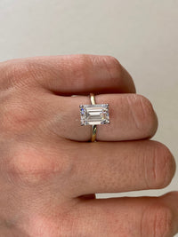 Emerald Two-Tone Hidden Halo Diamond Engagement Ring