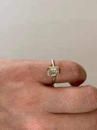 1.52 Carat Emerald Bezel Diamond Engagement Ring In 14k Yellow Gold