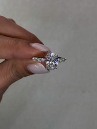 Oval With Marquise Side Stones Diamond Engagement Ring