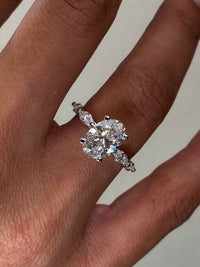 Oval With Marquise Side Stones Diamond Engagement Ring