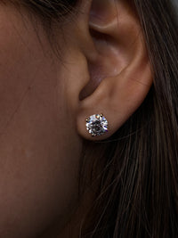 3.00 Carat Round Brilliant Diamond Stud Earrings in 14K White Gold