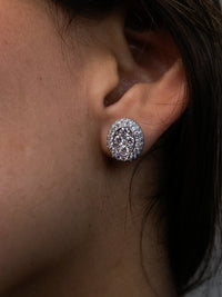Oval Pavé Diamond Cluster Earrings