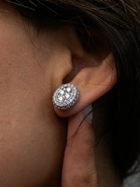 Oval Pavé Diamond Cluster Earrings