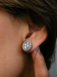 Oval Pavé Diamond Cluster Earrings