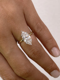 Marquise Two-Tone Solitaire Diamond Engagement Ring