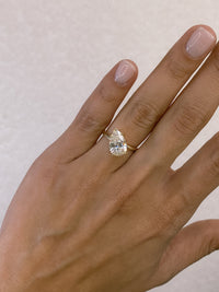 Semi-Tilted Pear Shape Diamond Engagement Ring