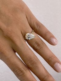 Semi-Tilted Pear Shape Diamond Engagement Ring