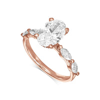Oval With Marquise Side Stones Diamond Engagement Ring