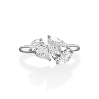 Pear Shape Toi et Moi Diamond Engagement Ring