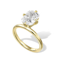 Elongated Cushion Compass Solitaire Diamond Engagement Ring