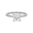 1.75 Carat Princess Pavé Diamond Engagement Ring in 14K White Gold