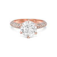 Round Brilliant Six Prong Pavé Diamond Engagement Ring