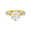 Round Brilliant Six Prong Pavé Diamond Engagement Ring