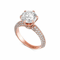 Round Brilliant Six Prong Pavé Diamond Engagement Ring