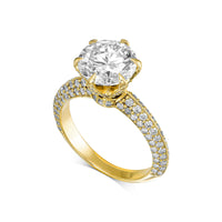 Round Brilliant Six Prong Pavé Diamond Engagement Ring