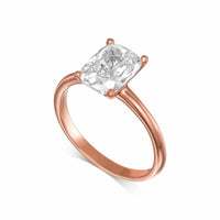 Elongated Cushion Solitaire Diamond Engagement Ring