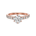 Round Brilliant Six Prongs Pavé Diamond Engagement Ring