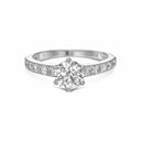 Round Brilliant Six Prongs Pavé Diamond Engagement Ring