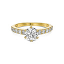 Round Brilliant Six Prongs Pavé Diamond Engagement Ring