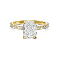 Elongated Cushion Pavé With Hidden Halo Diamond Engagement Ring