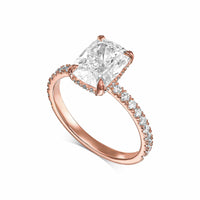 Elongated Cushion Pavé With Hidden Halo Diamond Engagement Ring