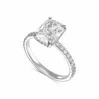 Elongated Cushion Pavé With Hidden Halo Diamond Engagement Ring
