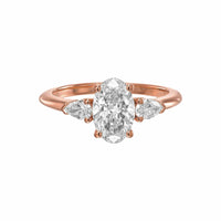 Oval With Pear-Shape Side Stones Diamond Engagement Ring