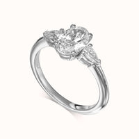 1.40 Carat Oval With Pear-Shaped Side Stones Diamond Engagement Ring