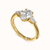 Oval With Pear-Shape Side Stones Diamond Engagement Ring