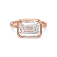 Emerald East-to-West Bezel Diamond Engagement Ring