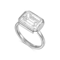 Emerald East-to-West Bezel Diamond Engagement Ring