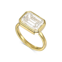 Emerald East-to-West Bezel Diamond Engagement Ring