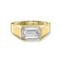 Emerald East-to-West Bezel Diamond Engagement Ring