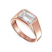 Emerald East-to-West Bezel Diamond Engagement Ring