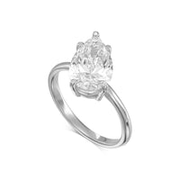 Semi-Tilted Pear Shape Diamond Engagement Ring