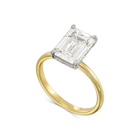 Emerald Two-Tone Hidden Halo Diamond Engagement Ring