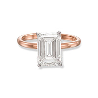 Emerald Two-Tone Hidden Halo Diamond Engagement Ring