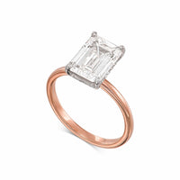 Emerald Two-Tone Hidden Halo Diamond Engagement Ring